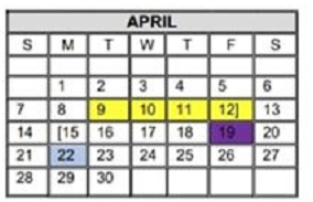 District School Academic Calendar for Garza Elementary for April 2019