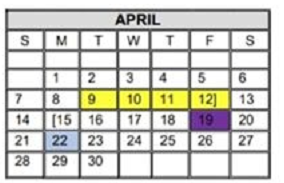 District School Academic Calendar for Bonham Elementary for April 2019