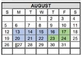 District School Academic Calendar for Michael E Fossum Middle School for August 2018
