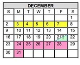 District School Academic Calendar for Bonham Elementary for December 2018
