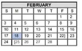 District School Academic Calendar for Memorial High School for February 2019