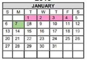 District School Academic Calendar for Michael E Fossum Middle School for January 2019