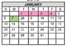 District School Academic Calendar for Perez Elementary for January 2019