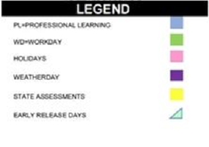 District School Academic Calendar Legend for Jackson Elementary