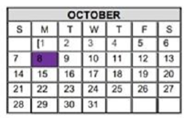 District School Academic Calendar for Memorial High School for October 2018