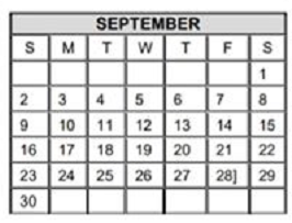 District School Academic Calendar for Instr/guid Center for September 2018