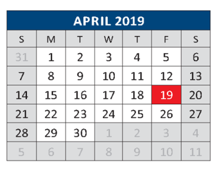District School Academic Calendar for Glen Oaks Elementary for April 2019