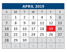 District School Academic Calendar for Jesse Mcgowen Elementary School for April 2019