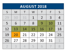 District School Academic Calendar for Webb Elementary for August 2018