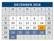 District School Academic Calendar for Faubion Middle for December 2018