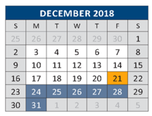 District School Academic Calendar for C T Eddins Elementary for December 2018