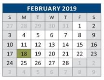 District School Academic Calendar for C T Eddins Elementary for February 2019