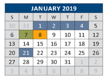 District School Academic Calendar for J J A E P for January 2019