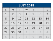 District School Academic Calendar for Scott Morgan Johnson Middle School for July 2018