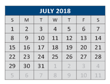 District School Academic Calendar for Roy Lee Walker Elementary for July 2018