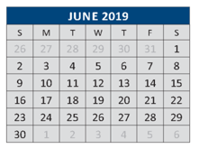 District School Academic Calendar for J J A E P for June 2019