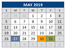 District School Academic Calendar for Earl & Lottie Wolford Elementary for May 2019