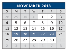 District School Academic Calendar for Scott Morgan Johnson Middle School for November 2018