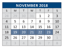 District School Academic Calendar for C T Eddins Elementary for November 2018