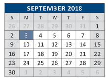 District School Academic Calendar for J J A E P for September 2018
