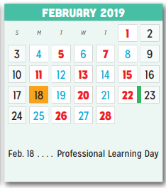 District School Academic Calendar for Horn High School for February 2019