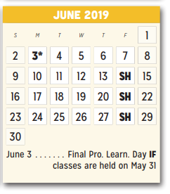 District School Academic Calendar for Horn High School for June 2019