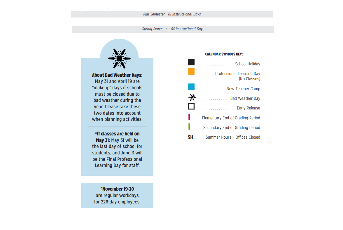 District School Academic Calendar Key for Price Elementary