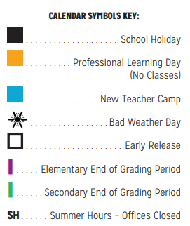 District School Academic Calendar Legend for Galloway Elementary