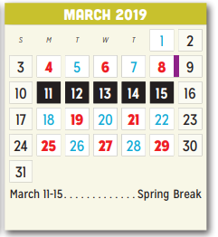 District School Academic Calendar for Cannaday Elementary for March 2019