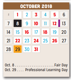 District School Academic Calendar for Horn High School for October 2018