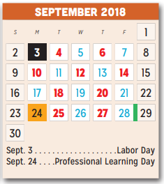 District School Academic Calendar for Porter Elementary for September 2018