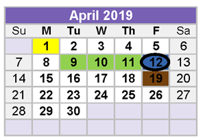 District School Academic Calendar for Emerson Elementary for April 2019