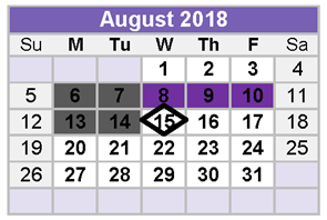 District School Academic Calendar for Midland Excel Campus for August 2018