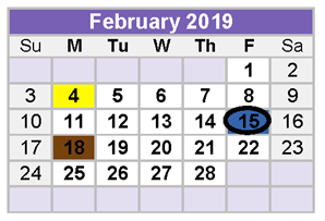 District School Academic Calendar for Lee High School for February 2019