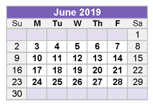 District School Academic Calendar for Santa Rita Elementary for June 2019