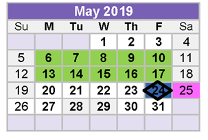 District School Academic Calendar for Midland Excel Campus for May 2019