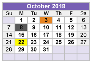 District School Academic Calendar for Bonham Elementary for October 2018