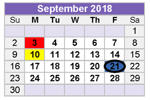 District School Academic Calendar for Alamo Junior High for September 2018