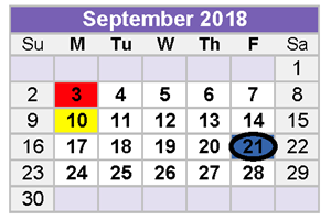 District School Academic Calendar for Midland High School for September 2018