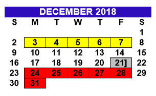 District School Academic Calendar for Carl C Waitz Elementary for December 2018