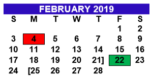 District School Academic Calendar for Alton Memorial Jr High for February 2019