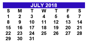 District School Academic Calendar for Alter Sch for July 2018