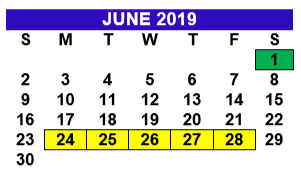 District School Academic Calendar for Alton Memorial Jr High for June 2019