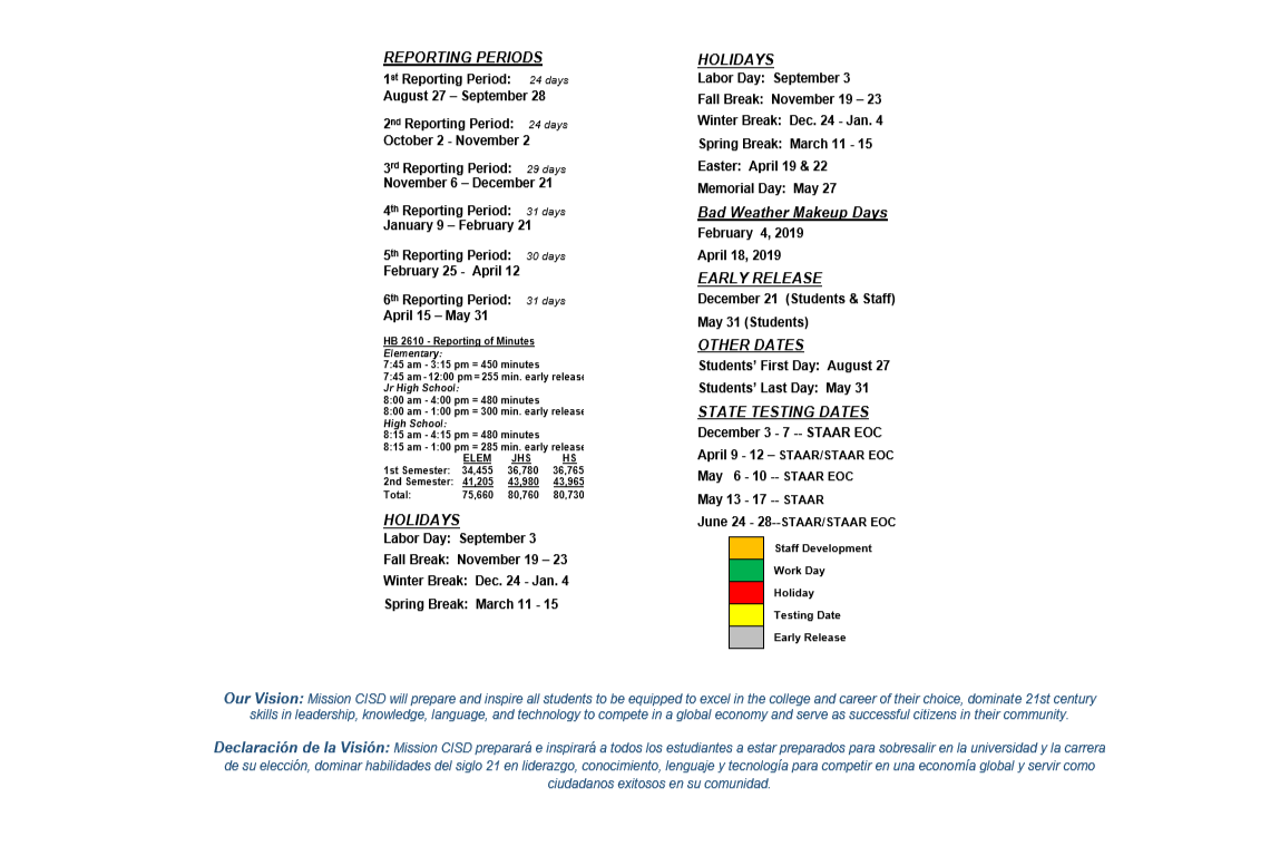 District School Academic Calendar Key for Alter Sch