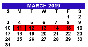 District School Academic Calendar for Cantu Elementary for March 2019