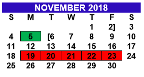 District School Academic Calendar for Cantu Elementary for November 2018