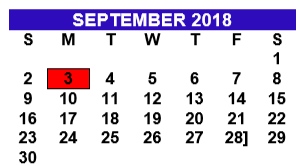 District School Academic Calendar for Bryan Elementary for September 2018