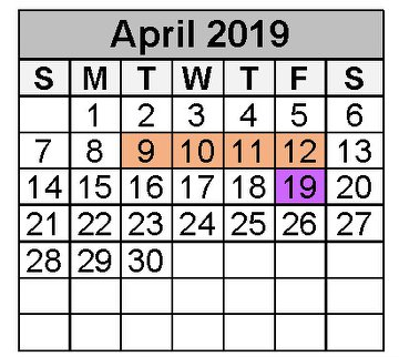 District School Academic Calendar for Project Restore for April 2019