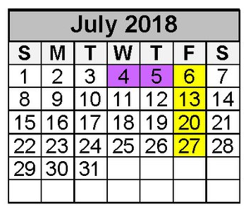 District School Academic Calendar for Robert Crippen Elementary for July 2018