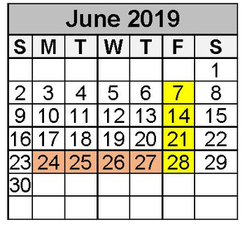 District School Academic Calendar for Porter Elementary for June 2019